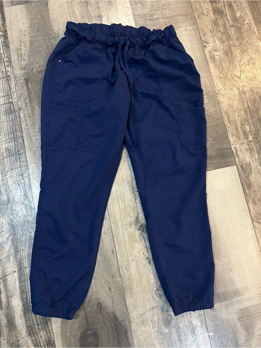 Scrubstar Women’s Large Navy Blue Jogger Scrub Pants Cargo Medical Nursing